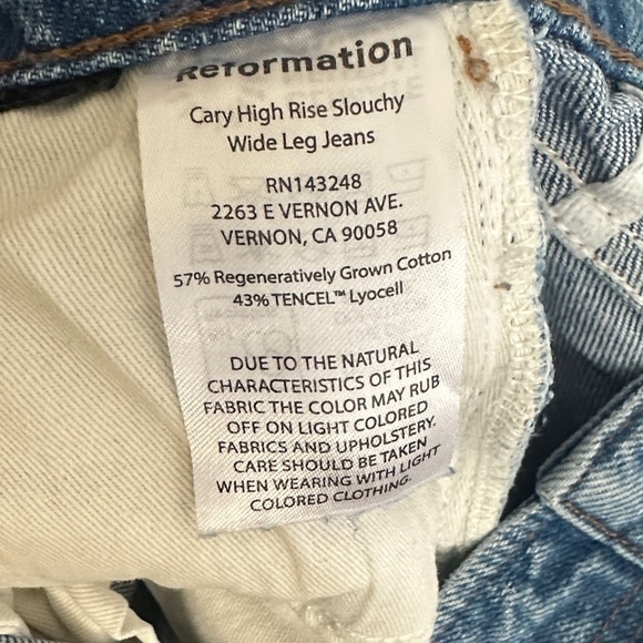 Reformation Cary High Rise Slouchy Wide Leg Jeans - Size 24 - with frayed hem - Picture 3 of 6